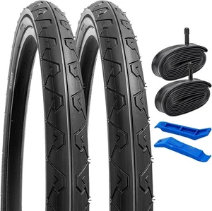 YunSCM 2 Pack 26 inch Bike Tyres 26x1.95 ETRTO 53-559 with 2 Pack 26" Bike Tubes - Picture 1 of 5
