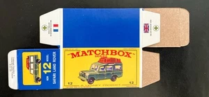 Matchbox #12d Safari Land Rover New Model ‘64-‘69 Type E Repro Box - Picture 1 of 2