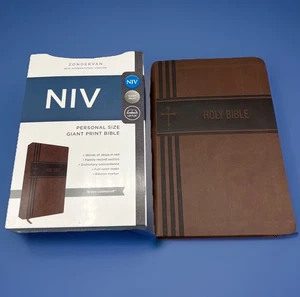 NIV Bible Personal Size Giant Print Brown Leathersoft Zondervan BNIP - Bild 1 von 17