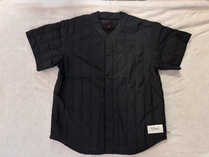 Air Jordan Flight Heritage Baseball Top Mens Medium Black Puffer Jacket Shirt 23 - Picture 1 of 6