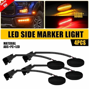 For Ford F150 Raptor 2010-14 Smoked Front Rear LED Side Marker Lights Amber Red - Picture 1 of 14