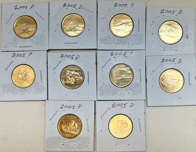 2005 P & D 24 karat gold Overlay State Quarter (10 coins) - Image 1 of 2