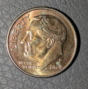 2020-P 10C Dime Proof (Like) Missing Clad Obverse & Reverse Error Circulated - Picture 1 of 11