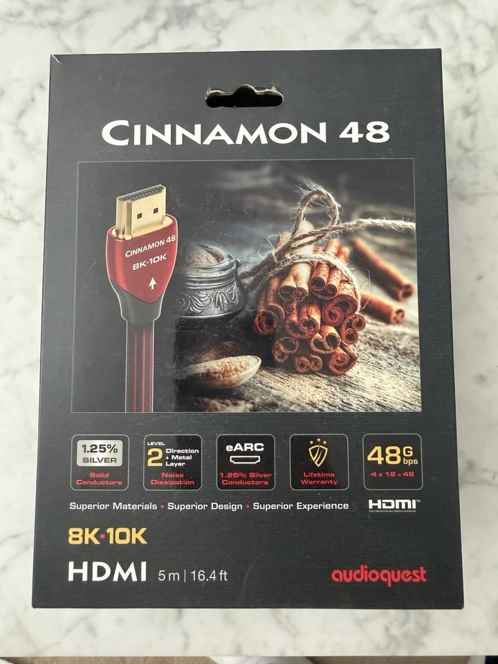 AudioQuest - Cinnamon 48 5 Meter 8K-10K 48Gbps HDMI Cable. NIB - Image 1 of 1
