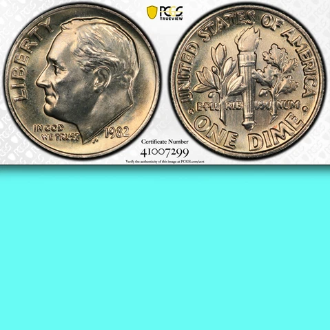 1982 No-P PCGS MS66FB Full Bands! No Mintmark! BEAUTIFUL KEY! Roosevelt Dime 10C Cover