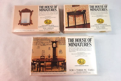 Dollhouse Furniture Kits Lot of 3 Table/Mirror/Dining House of Miniatures 1:12 - Image 1 of 4