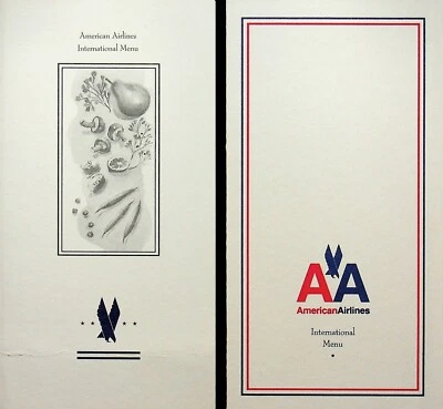 DOS MENÚS INTERNACIONALES VINTAGE DE AMERICAN AIRLINES - E13-J Foto 1 de 4