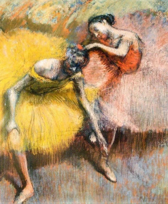 Edgar Degas Dos Bailarines en Amarillo y Rosa Repro Arte Impresión sobre Lienzo 8x10 Decoración Foto 1 de 2