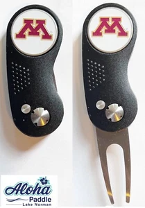GOLF SWITCHBLADE MINNESOTA GOLDEN GOPHERS Divot Repair Tool + Ballmarker BlackM - Picture 1 of 3
