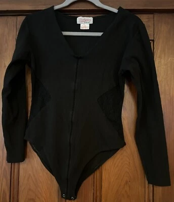 Bodywear Vintage Bienergie Collant Body Suit Romper Macacão Renda Preta Grande - Imagem 1 de 4