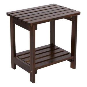 Shine Company Classic Outdoor Side Table 20" x 14" Rectangular Wood Burnt Brown