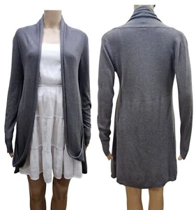 Portolano Women's Cashmere Wool Open Cardigan Small Gray Pockets - Picture 1 of 7