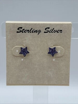 Aretes de plata de ley en forma de estrella con pedrería NUEVO Foto 1 de 4