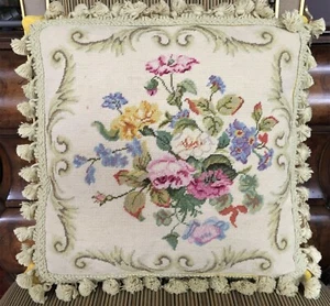 FINE Aubusson Style Handmade Needlepoint Pillow - Picture 1 of 9