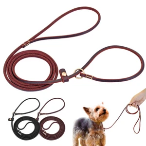 Genuine Leather Dog Slip Leash Indestructible Thin Long Walking Training Leash - Picture 1 of 15