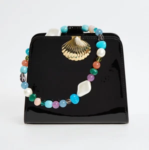 RIXO LONDON Mini-Tasche Amelia schwarz Lack - Bild 1 von 3