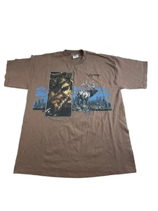 Gildan Heavy Cotton T Shirt Herren XL Braun Wyoming Elk 1998 Vintage - Bild 1 von 9