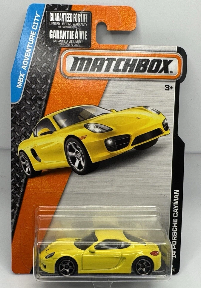 Vintage Matchbox 2014 Yellow Porsche Cayman - Card