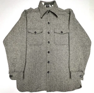 Woolrich Herringbone Wool Shacket Jacket Shirt Mens Size L Tall Size Vintage - Picture 1 of 10