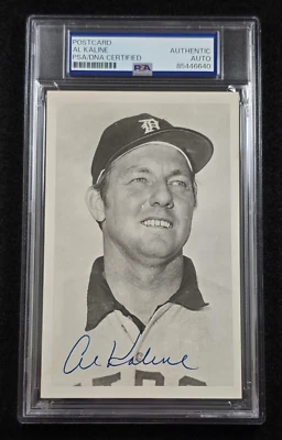 AL KALINE Signed Real Photo Postcard-HALL OF FAME-DETROIT TIGERS-PSA - Image 1 of 4