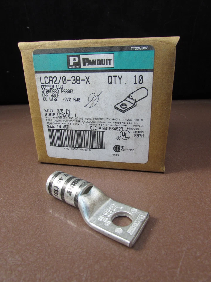 Panduit LCA2/0-38-X Copper Lug One Hole CU Wire 2/0 AWG - Image 1 of 1