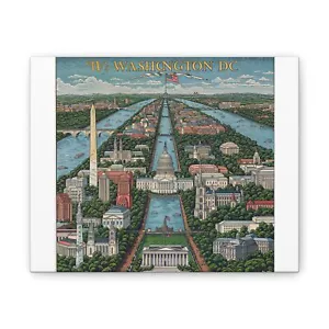 Washington DC Canvas Print, Vintage Wall Art, Gift for Travelers, Home Decor, - Picture 1 of 5