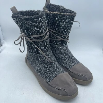 Madden Girl Sz 9 Taupe Multi Faux Suede Sweater Top Wrap Around Lace Boot - Image 1 of 4