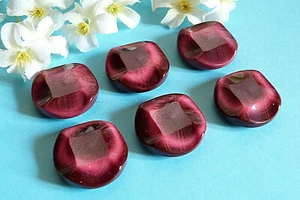 260CBIS Stunning Buttons Vintage " Framboisine " Red Rose 6 Buttons EP 1970/80 - Picture 1 of 4
