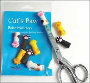 Sewing Scissor or Knitting Needle Point Protectors Set of 6 Cat's Paw Design NEW