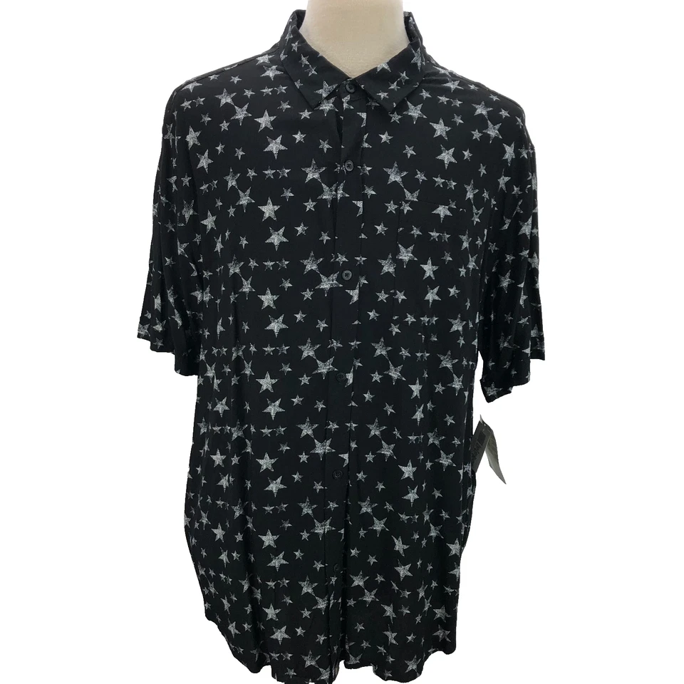 LuLa Roe 2XL XXL Black Stars  Short Sleeve Button-Up Casual Men's Shirt - Image 1 of 4