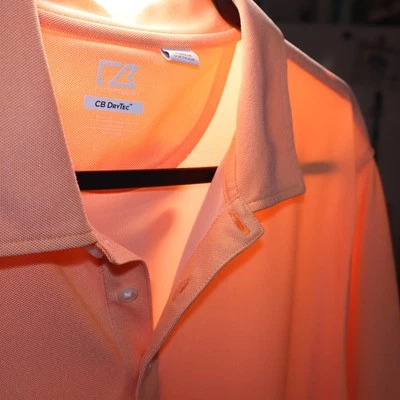 Cutter & Buck DryTech, XL Light Tangerine Moisture Wicker Polo - Image 1 of 4