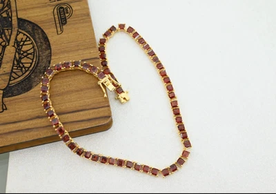 Square Cut Red Garnet Tennis Bracelet Platinum Over 925 Sterling Silver 7 inch - Image 1 of 4