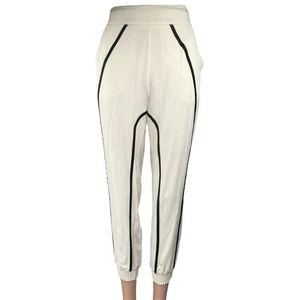 Bebe Women's White Tapered Leg Elastic Waist Trousers Jogger Sweat Pants Size 0 - Picture 1 of 5