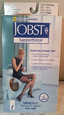 Meias JOBST UltraSheer Joelho Alta Compressão Bege Sedoso 8-15 mmHg Tamanho 9.5-11 - Imagem 1 de 4
