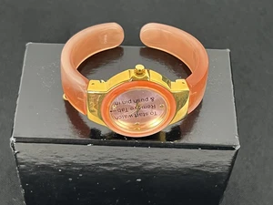 Joan Rivers Classics Dial Peach Gold Tone Open Cuff Hinge Band Watch New Battery - Picture 1 of 8