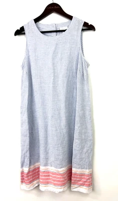 J Jill Love Linen Stripe Sleeveless Button Organic Tank Dress MP Petite 1102R4 - Image 1 of 4