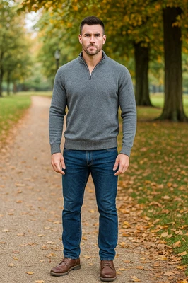 Suéter Pullover IZOD Hombres M Gris Tejido con Cable 1/4 Cremallera Manga Larga Informal Viaje Foto 1 de 4