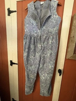 复古 Laura Ashley 花卉连身裤 1980 年英国母婴 L 码 — 第 1/4 张图片