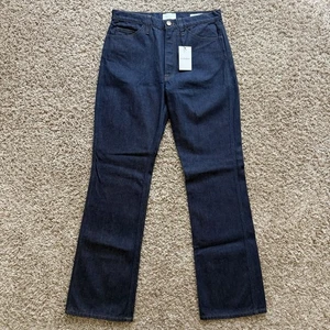 NWT $348 Frame Le Italien Flare Dark Blue Denim Jeans Pants High Rise Size 30 - Picture 1 of 12