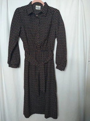 Vestido Bayard Sport Vintage Años 70 Marrón Naranja con Cinturón/Corbata Talla 10 Hecho en Unión EE. UU. Foto 1 de 4