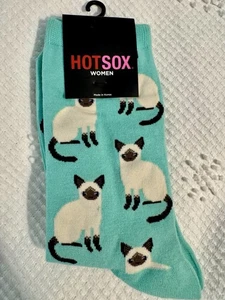 Hotsox Women's Cat Crew Sock 1 Pair Novelty Footwear Fun Socks One Size - Picture 1 of 6