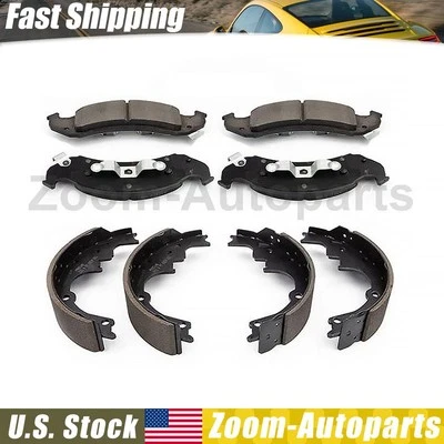 Pastilhas de freio dianteiras traseiras de cerâmica + sapatas de freio a tambor para 1993 Chevrolet Camaro - Imagem 1 de 4