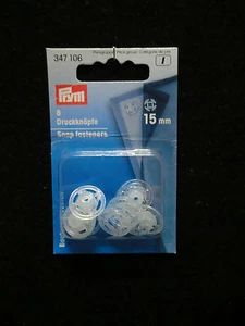 6 BOTTONE BOTTONI AUTOMATICI IN PLASTICA TRASPARENTE 15 mm DA CUCIRE PRYM - Picture 1 of 1