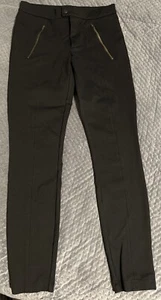 J. Crew Black Ponte Pants Zipper Pockets Snap Front Pixie Womens Size 4R - Picture 1 of 6