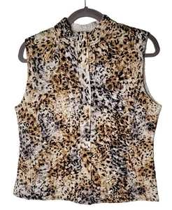 Ruby Rd Animal Print Vest Womens Large Lightweight Zip Layers Textured Stylish - Picture 1 of 7