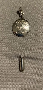 Silver Tone Dangle Circle Engraved Swirl Stick Pin Fashion Jewelry - Picture 1 of 5