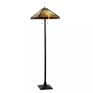 Chloe Lighting Innes Tiffany-Style 2 Light Mission Floor Lamp 18" Shade - Picture 1 of 3