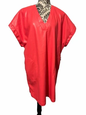 Платье Badgley Mischka веганская кожа ярко-розовое розовое большого размера с маленькими карманами - Изображение 1 из 4