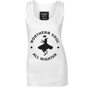 Womens Northern Soul Girl All Nighter Vest Shirt Starr Wilson Jones - Picture 1 of 2