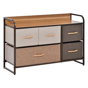 HOMCOM 5-Drawer Dresser,Fabric Chest of Drawers,2-Tier Storage Organizer for Be - Picture 1 of 10